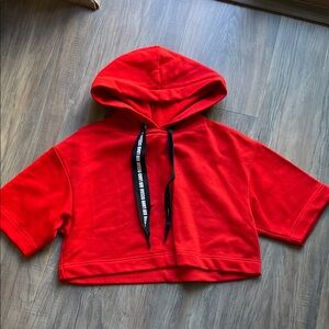 ALO Yoga Red Kids Hoodie with Black Drawstrings